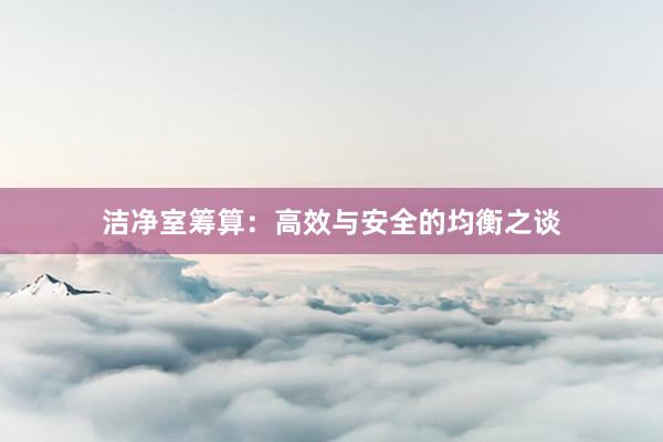 洁净室筹算：高效与安全的均衡之谈